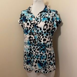 Alfani Misses collared Animal print Top